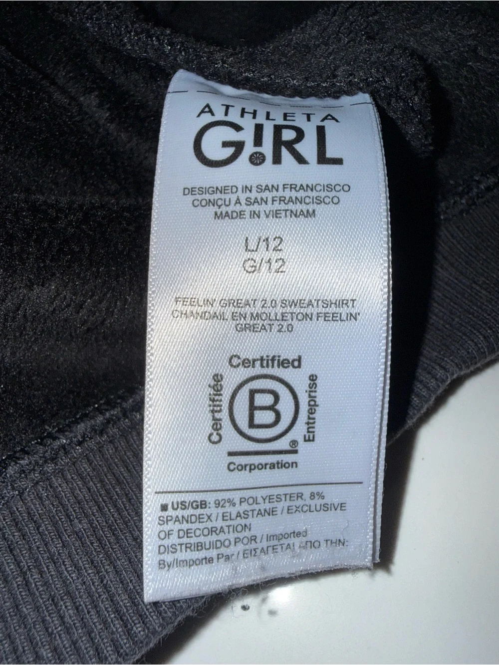 Athleta kids Black Plush Crewneck Sweater